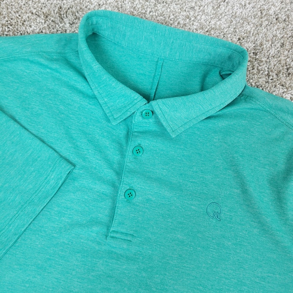 Lululemon‎ Mens Large Solid Green Performance Stretch Polo Short Sleeve